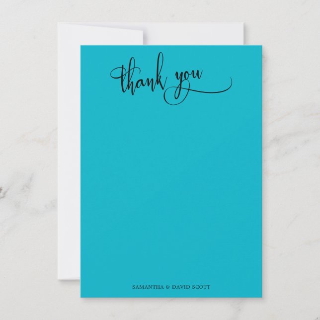 Elegant Calligraphy Simple Scuba Blue Tack Kort (Framsida)