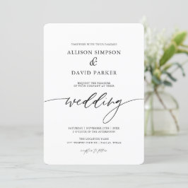 Elegant Calligraphy Simple Wedding Investigation Inbjudningar