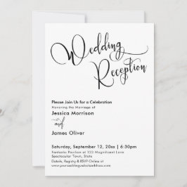 Elegant Calligraphy Simple Wedding Reception Inbjudningar