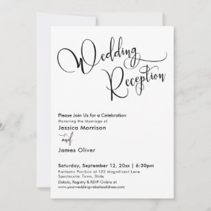 Elegant Calligraphy Simple Wedding Reception Inbjudningar