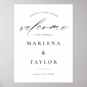 Elegant Calligraphy Simple Wedding Welcome Poster