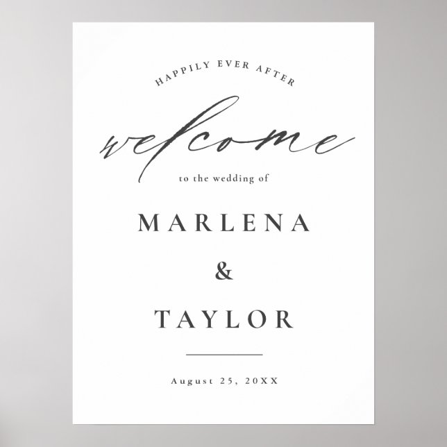 Elegant Calligraphy Simple Wedding Welcome Poster (Framsidan)