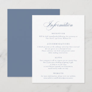 Elegant Calligraphy-skript Blått Bröllop Infoga Inbjudningar