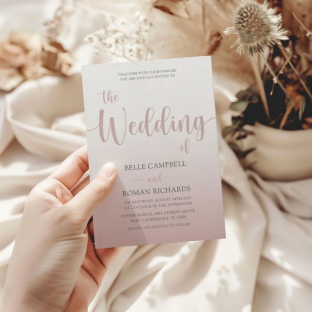 Elegant Calligraphy-skript Bröllop Guld Inbjudningar (Skapare uppladdad)