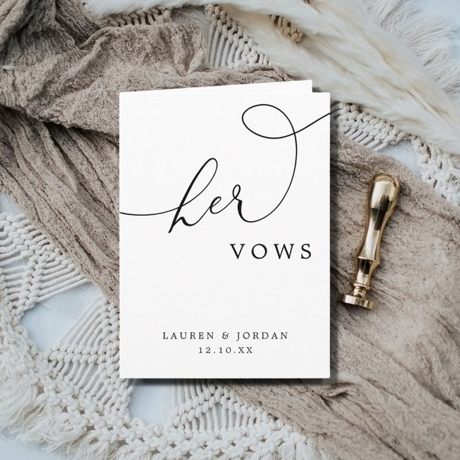 Elegant Calligraphy-skript Bröllop Hennes Vows Kort (Skapare uppladdad)