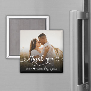 Elegant Calligraphy-skript Bröllop Photo Tack Magnet