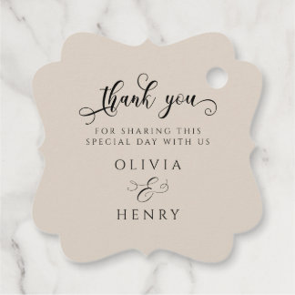 Elegant Calligraphy-skript Bröllop Tack Gåvor Etiketter