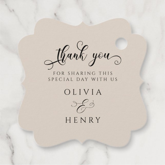 Elegant Calligraphy-skript Bröllop Tack Gåvor Etiketter (Baksida)