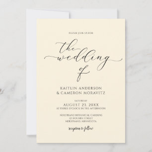 Elegant Calligraphy-skript för Luxury Cream Bröllo Inbjudningar