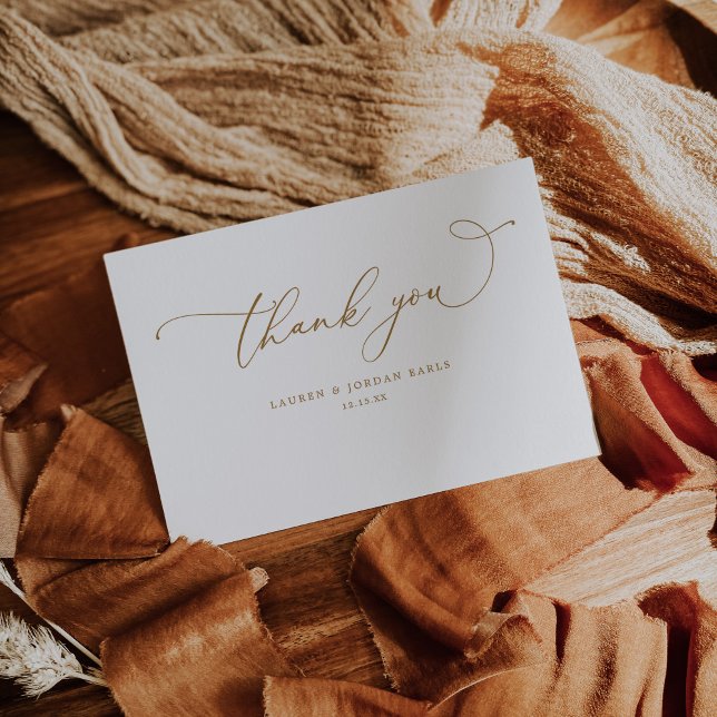 Elegant Calligraphy-skript Guld Bröllop Tack Kort (Skapare uppladdad)