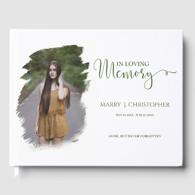 Elegant Calligraphy-skript i Loving Memory Photo Gästböcker (Framsida)