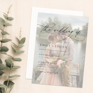 Elegant Calligraphy-skript - överlägg av fotot Brö Inbjudningar