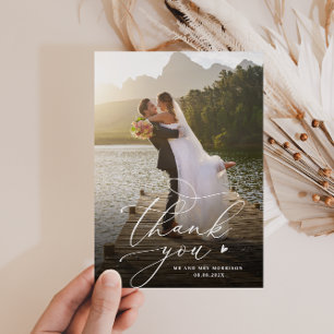 Elegant Calligraphy-skript Personligt bröllp Tack Kort