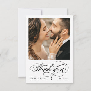 Elegant Calligraphy-skript Photo Chic Bröllop Tack Kort