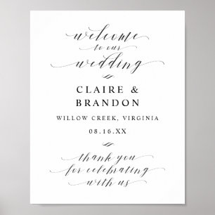 Elegant Calligraphy-skript Välkomsttecken Bröllop Poster