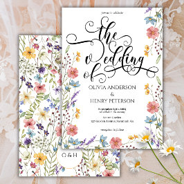 Elegant Calligraphy-skript Vår blommor Bröllop Inbjudningar