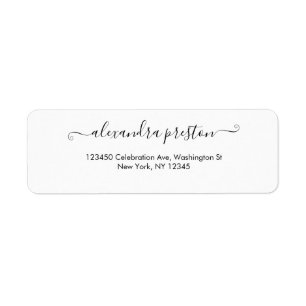Elegant Calligraphy-skriptadressetikett Returadress Etikett