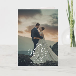 Elegant Calligraphy-skriptfotot Bröllop Tack Kort