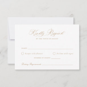 Elegant Calligraphy-skriptkort Guld Bröllop OSA Inbjudningar