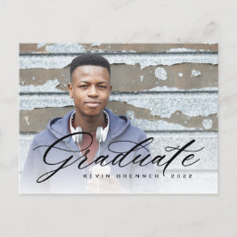 Elegant Calligraphy Student Photo Party Inbjudan Vykort