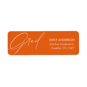 Elegant Calligraphy Studenten Orange Adress Returadress Etikett