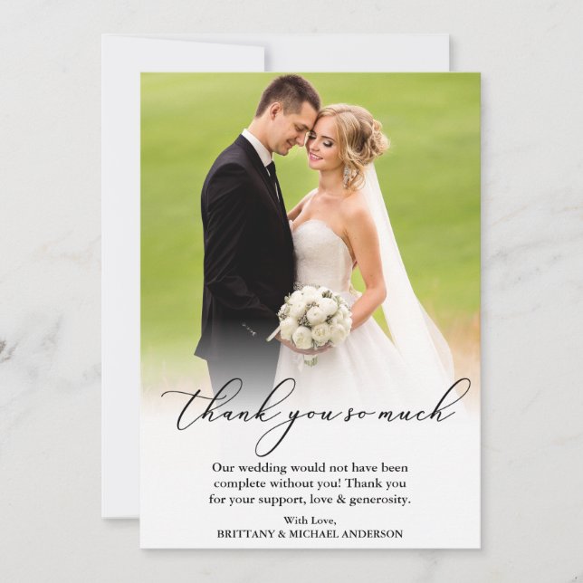 Elegant Calligraphy Tack Så mycket Bröllop Kort (Framsida)