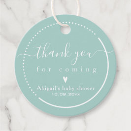 Elegant Calligraphy Teal Baby Shower Tack Gåvor Etiketter