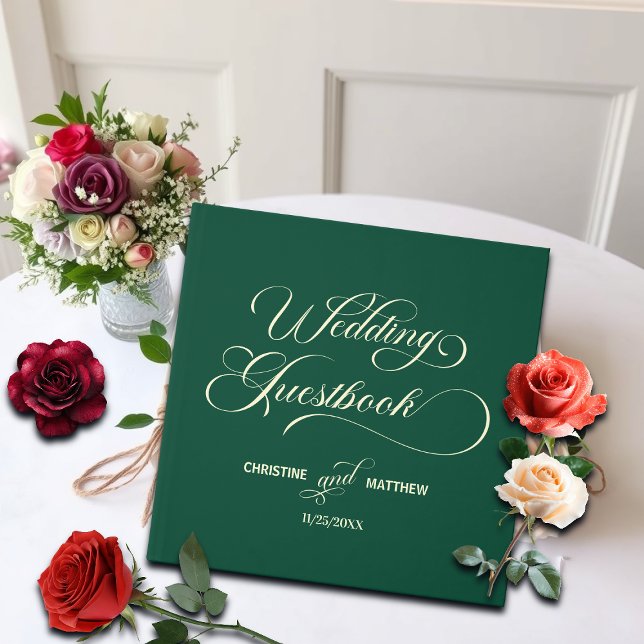 Elegant Calligraphy Teal Bröllop Gästböcker (Skapare uppladdad)