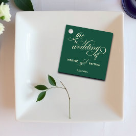 Elegant Calligraphy Teal Bröllop Gåvor Etiketter