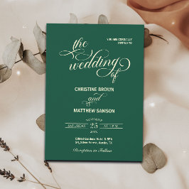 Elegant Calligraphy Teal Bröllop Inbjudningar