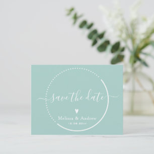 Elegant Calligraphy - Teal Bröllop spara datum Vykort