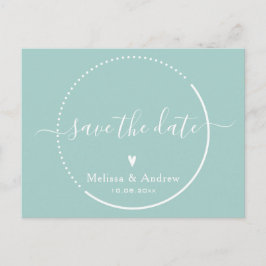 Elegant Calligraphy - Teal Bröllop spara datum Vykort
