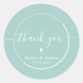 Elegant Calligraphy - Teal Bröllop Tack Runt Klistermärke