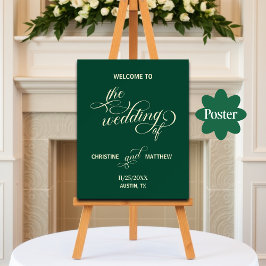 Elegant Calligraphy Teal Bröllop Välkommen Poster