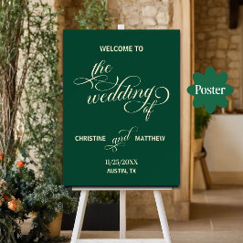 Elegant Calligraphy Teal Bröllop Välkommen Poster