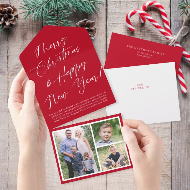 Elegant Calligraphy Tear Away Photo Helgdag Card (Skapare uppladdad)