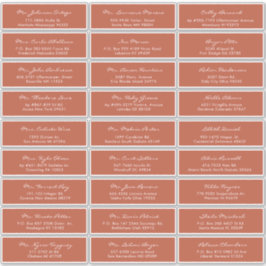 Elegant Calligraphy Terracotta Bröllop Guest Label Klistermärken