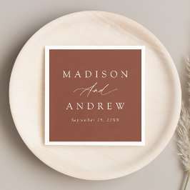 Elegant Calligraphy Terracotta Bröllop Pappersservett