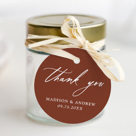 Elegant Calligraphy Terracotta Bröllop Tack Gåvor Etiketter