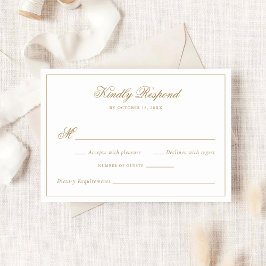 Elegant Calligraphy Traditional Guld Bröllop OSA Inbjudningar