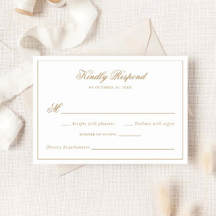 Elegant Calligraphy Traditional Guld Bröllop OSA Inbjudningar