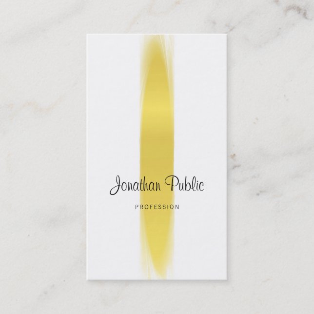 Elegant Calligraphy Trendig Guld Plain Luxe Visitkort (Framsida)