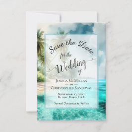 Elegant Calligraphy Tropical Beach Wedding Spara Datumet