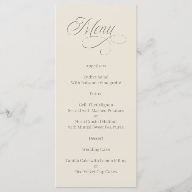Elegant Calligraphy Tuscan Villa Menu Meny (Framsida)