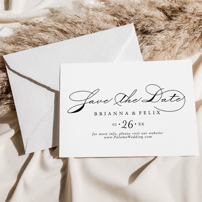 Elegant Calligraphy Vågrät Bröllop Spara Datumet (Skapare uppladdad)