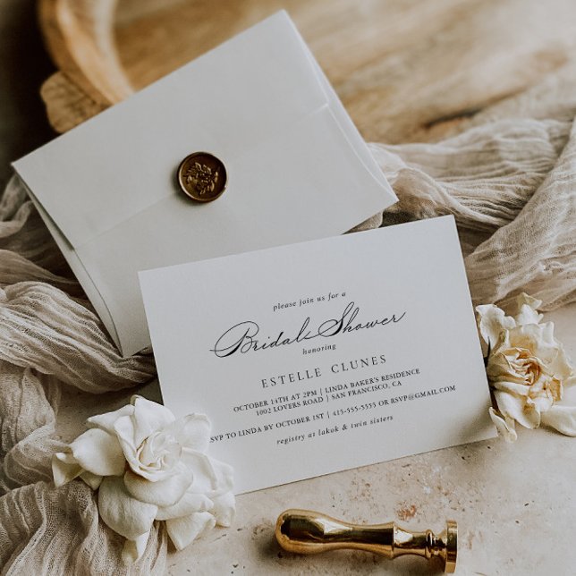 Elegant Calligraphy-Vågräts Möhippa Inbjudningar (Skapare uppladdad)