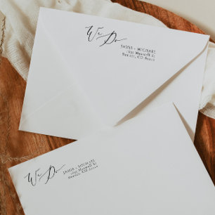 Elegant Calligraphy Vi gör Bröllop Returadress Självfärgande Stämpel