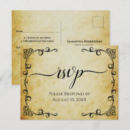 Elegant Calligraphy Vintage Parchment Bröllop OSA Vykort