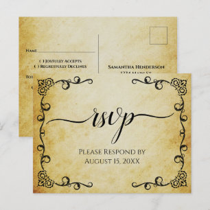 Elegant Calligraphy Vintage Parchment Bröllop OSA Vykort