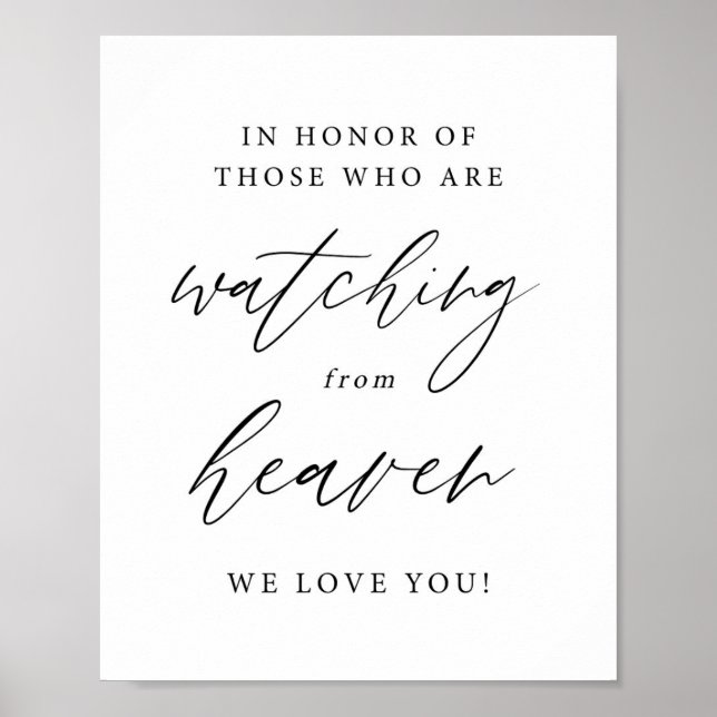 Elegant Calligraphy Watching from Heaven Memorial Poster (Framsidan)
